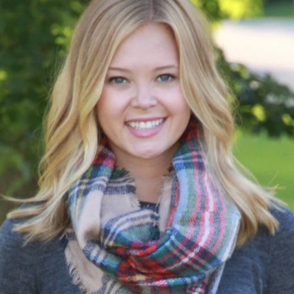 Funky Monkey Red & Green Plaid Blanket Infinity Scarf - Picture 5 of 5